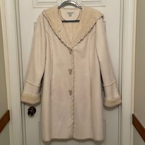 Faux suede hooded coat